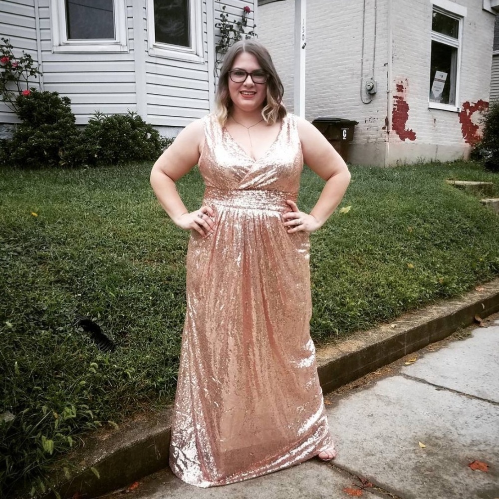 Light rose gold/champagne sequin gown